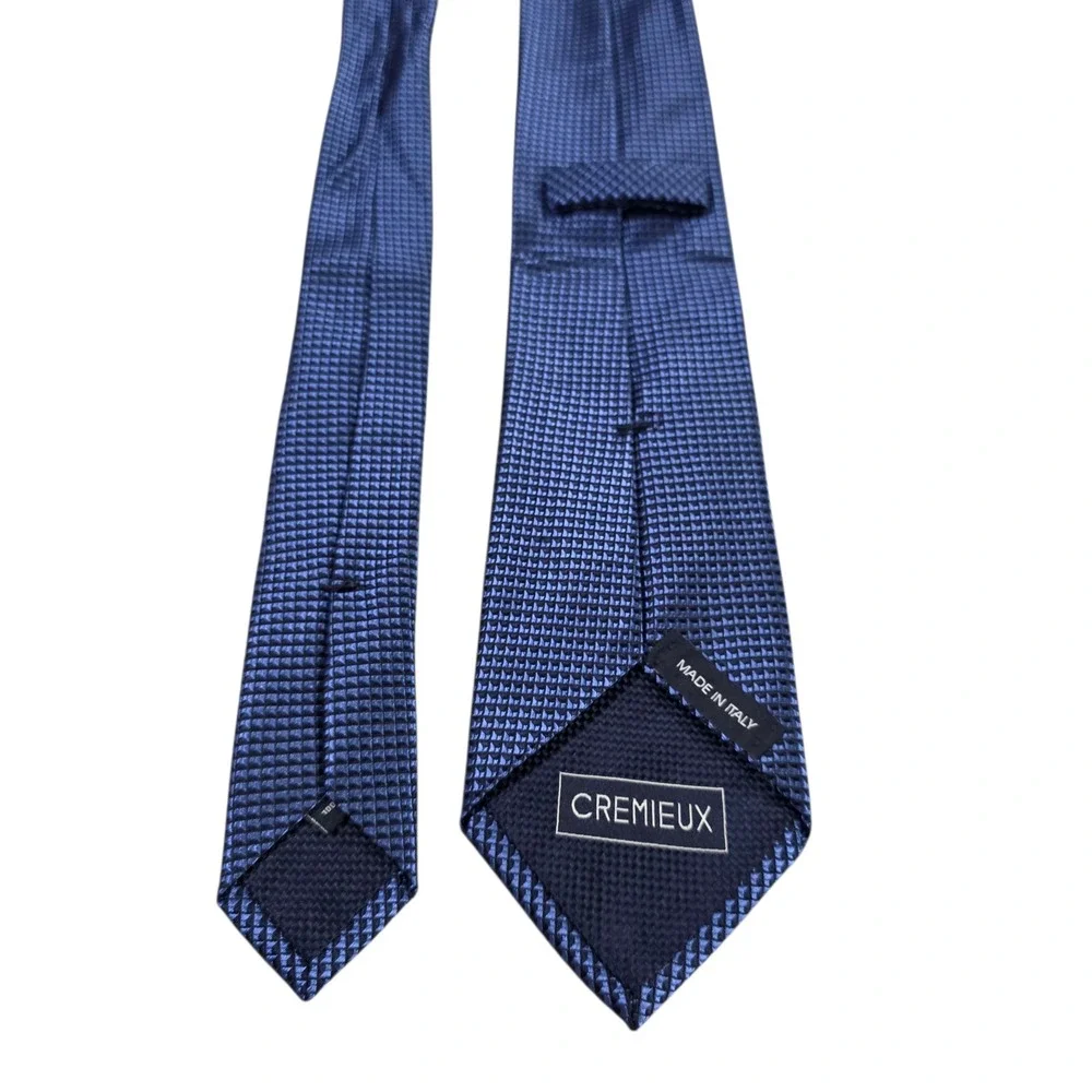 Cremieux Mens Classic Necktie‎ Blue Geometric Grid Silk Made In Italy Designer